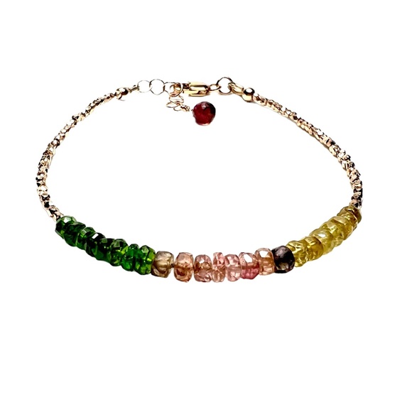 Natural Rainbow Tourmaline Bracelet Karen Hill Tribe Rose Gold Vermeil Beads - Picture 6 of 8